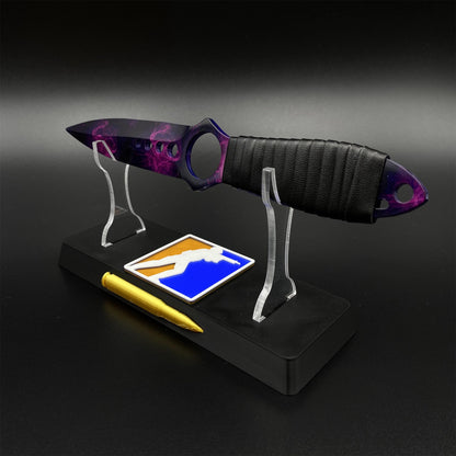 CS Skeleton Knife Doppler Dull Blade 420 Steel Replica For Game Collection
