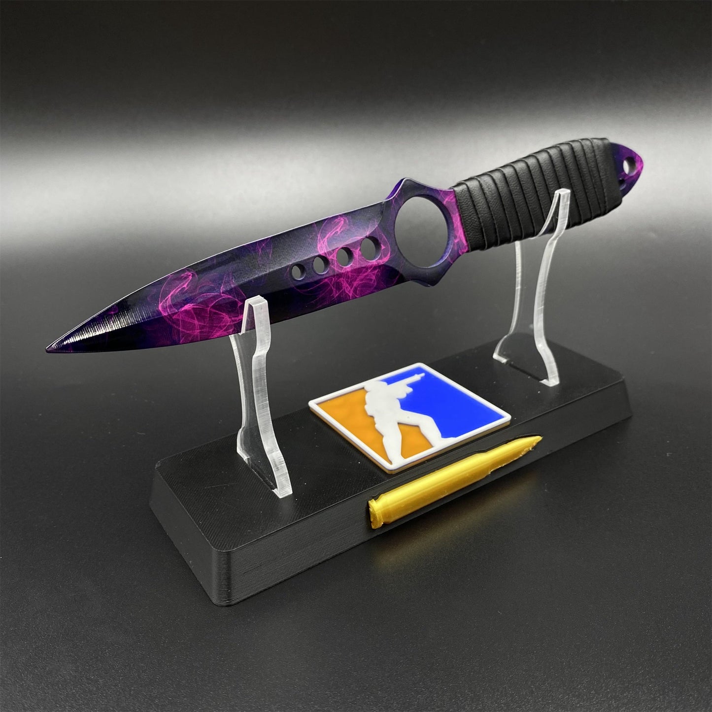CS Skeleton Knife Doppler Dull Blade 420 Steel Replica For Game Collection