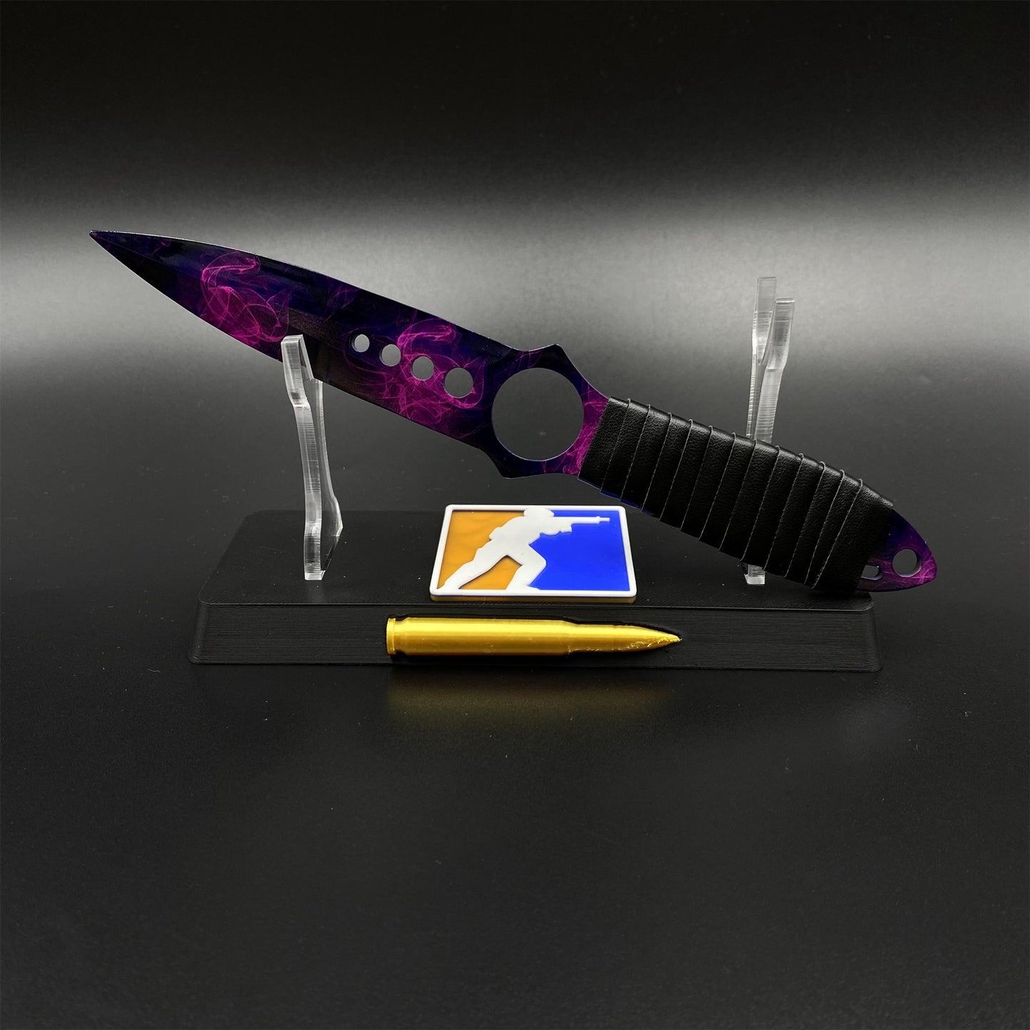 CS Skeleton Knife Doppler Dull Blade 420 Steel Replica For Game Collection
