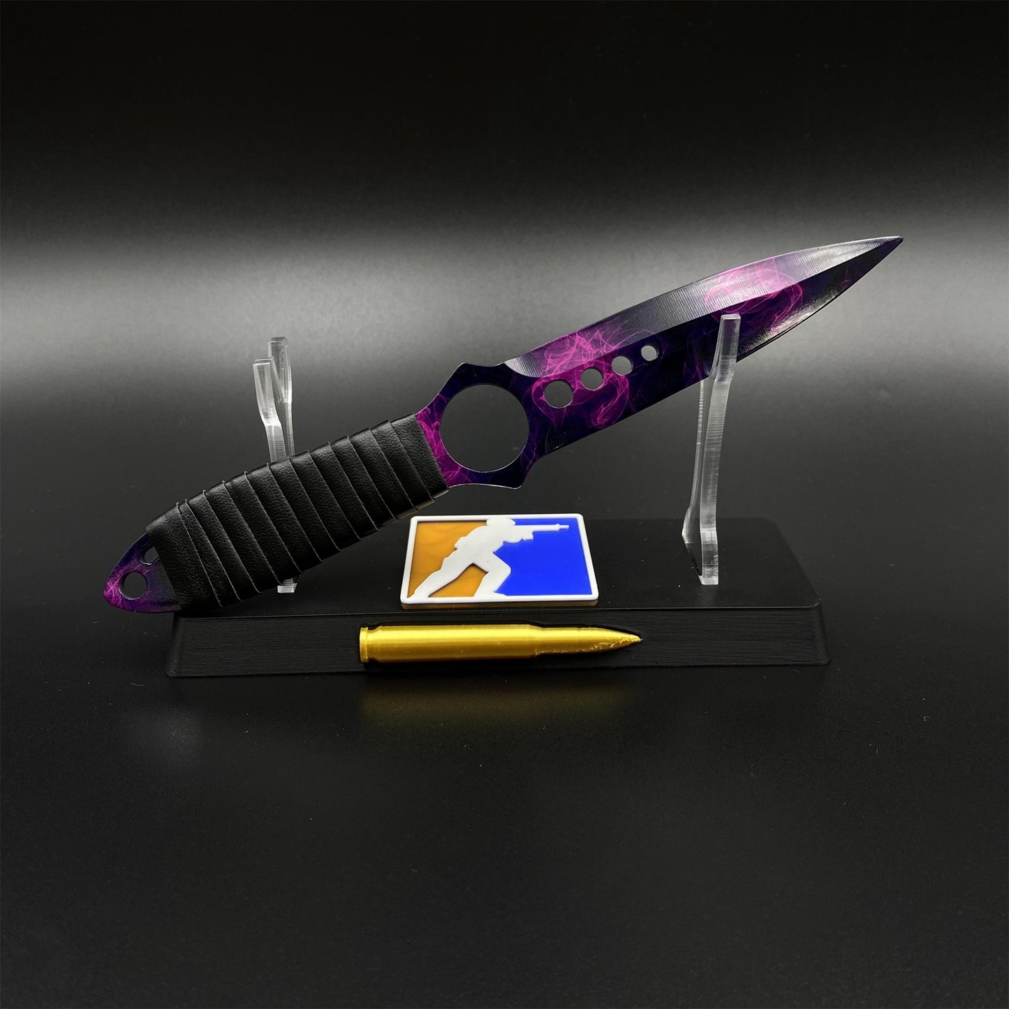 CS Skeleton Knife Doppler Dull Blade 420 Steel Replica For Game Collection