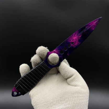 CS Skeleton Knife Doppler Dull Blade 420 Steel Replica For Game Collection