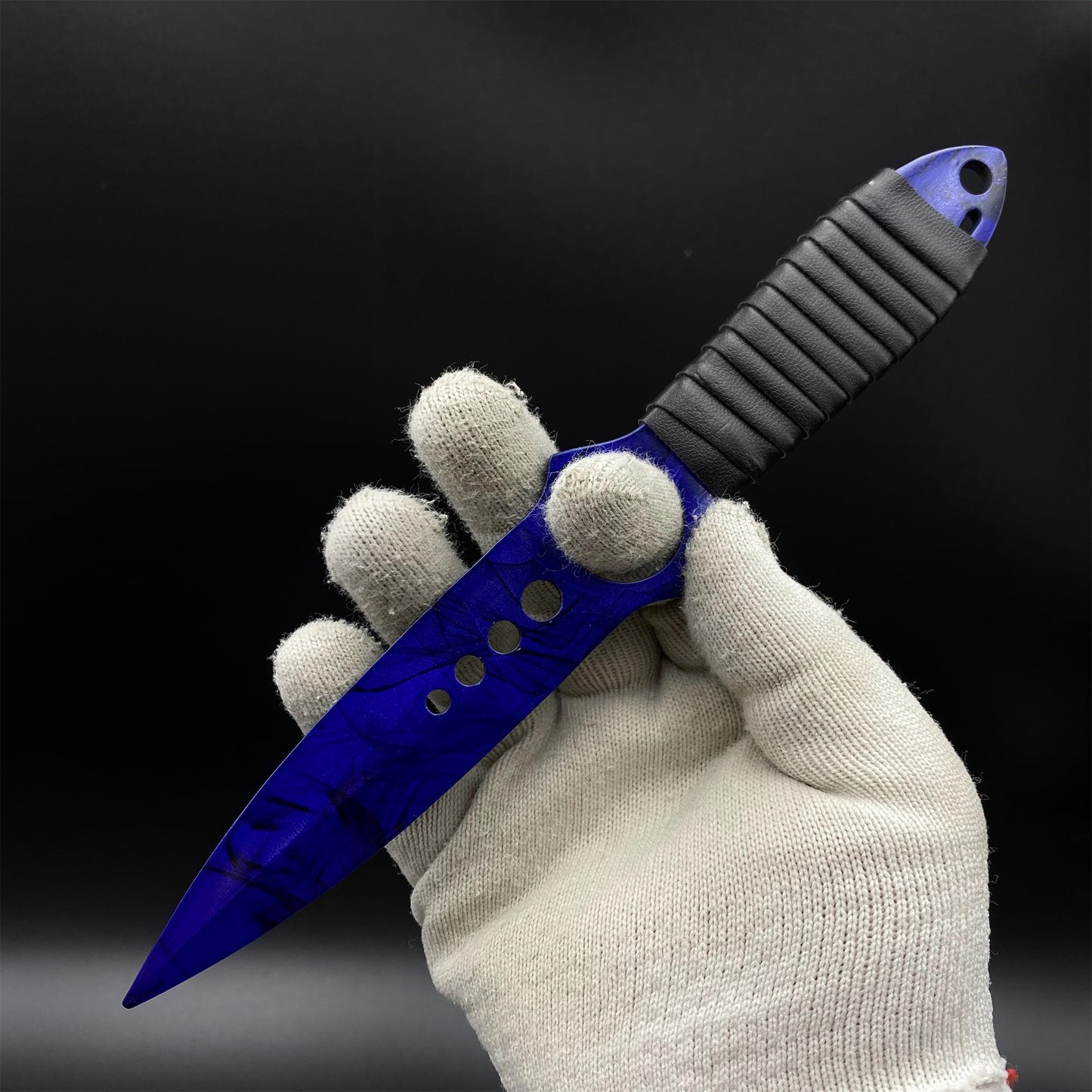 420 Steel Skeleton Knife Doppler Sapphire Dull Blade Replica For Game Collection