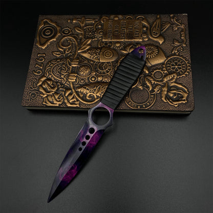 CS Skeleton Knife Doppler Dull Blade 420 Steel Replica For Game Collection
