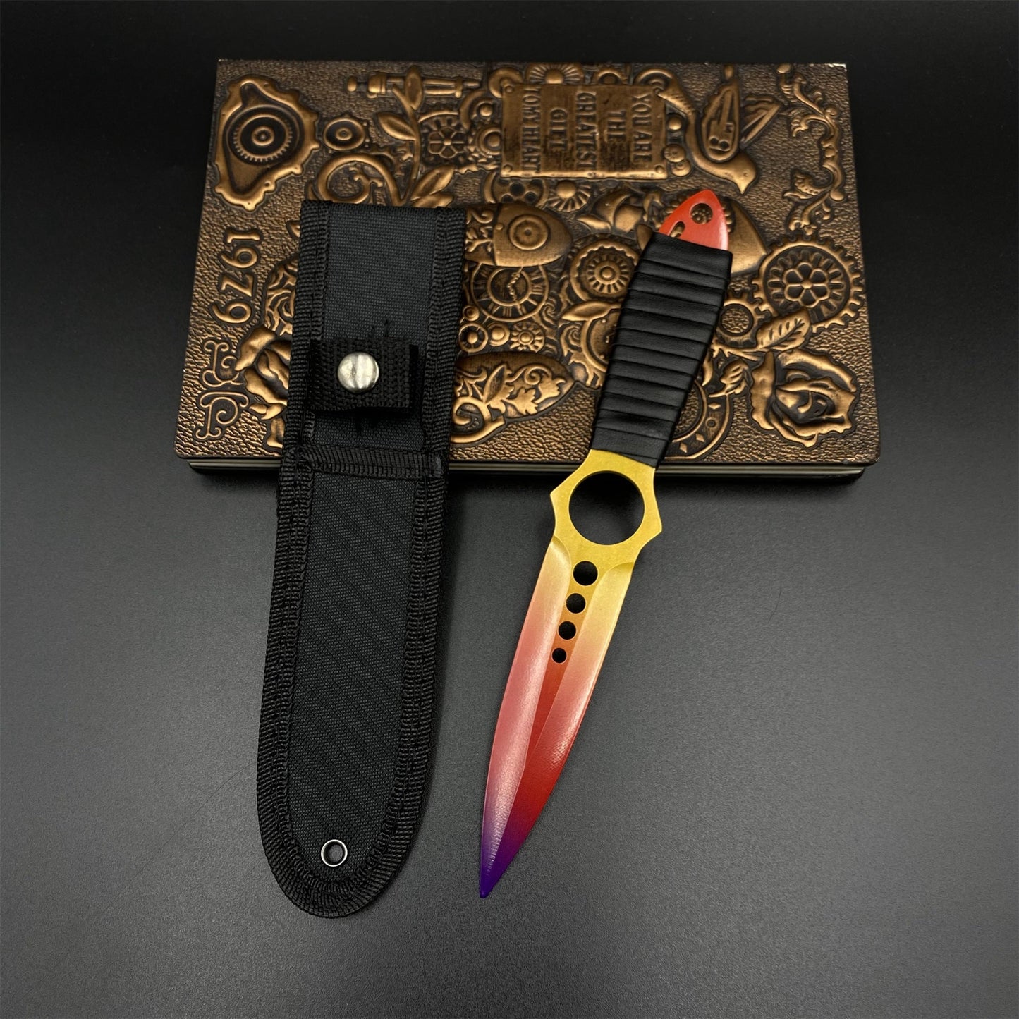 CS Fade Skin Skeleton Knife Blunt Blade 420 Stainless Steel Replica 22CM/8.7"