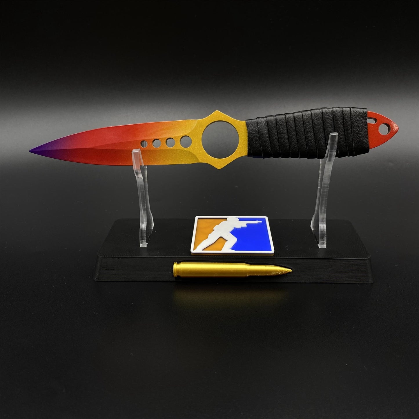 CS Fade Skin Skeleton Knife Blunt Blade 420 Stainless Steel Replica 22CM/8.7"