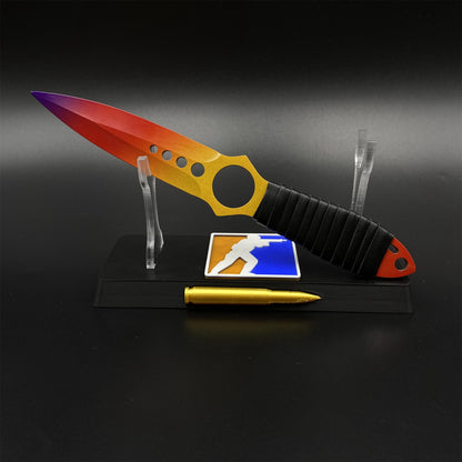 CS Fade Skin Skeleton Knife Blunt Blade 420 Stainless Steel Replica 22CM/8.7"