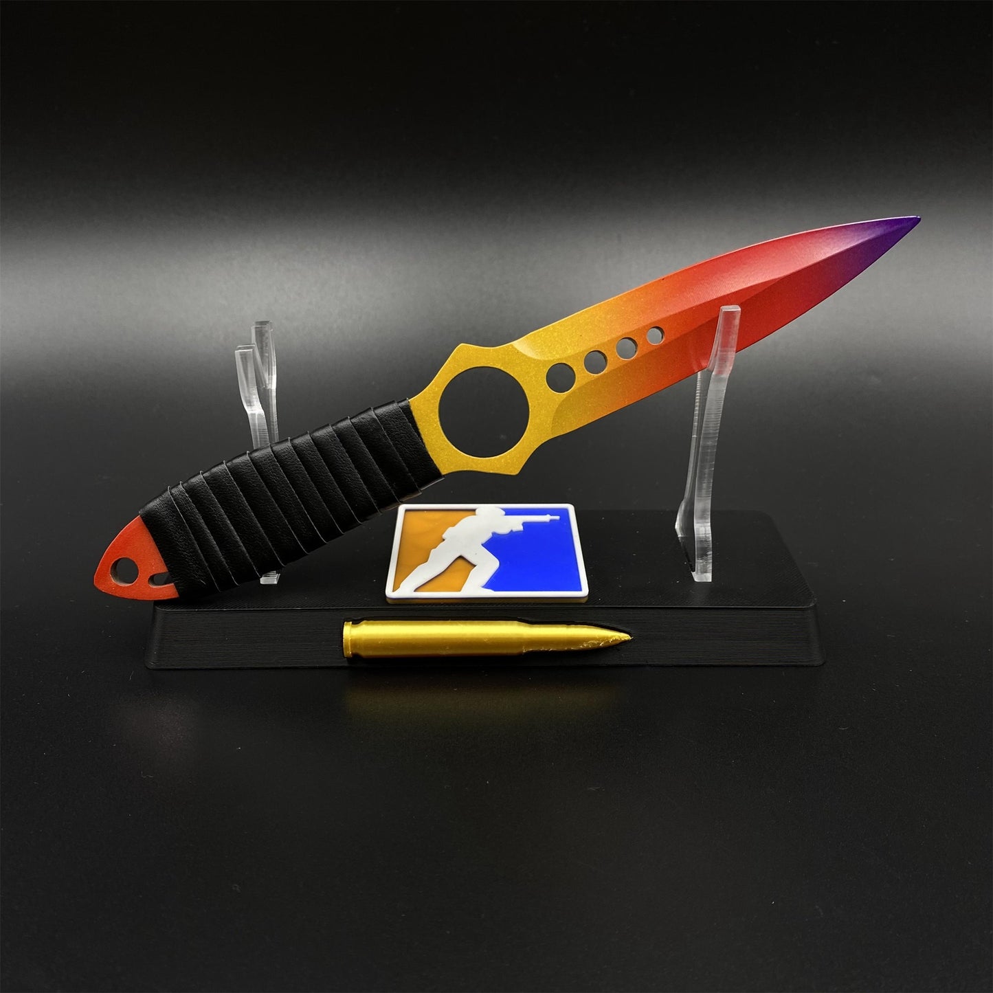 CS Fade Skin Skeleton Knife Blunt Blade 420 Stainless Steel Replica 22CM/8.7"