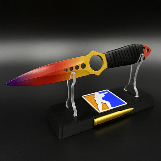 CS Fade Skin Skeleton Knife Blunt Blade 420 Stainless Steel Replica 22CM/8.7"