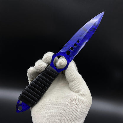 420 Steel Skeleton Knife Doppler Sapphire Dull Blade Replica For Game Collection