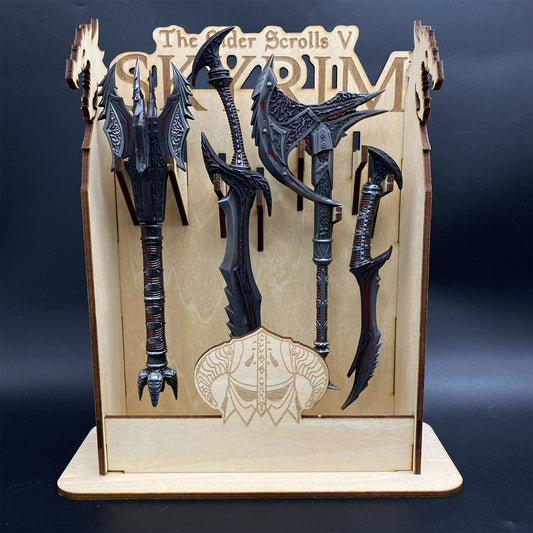 Skyrim One-Hand Daedric Weapons With 3D Wooden Stand