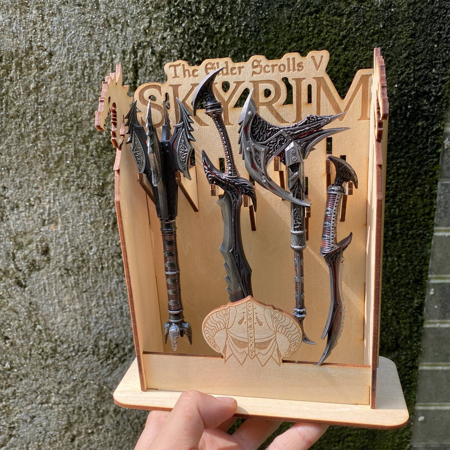 Skyrim One-Hand Daedric Weapons With 3D Wooden Stand