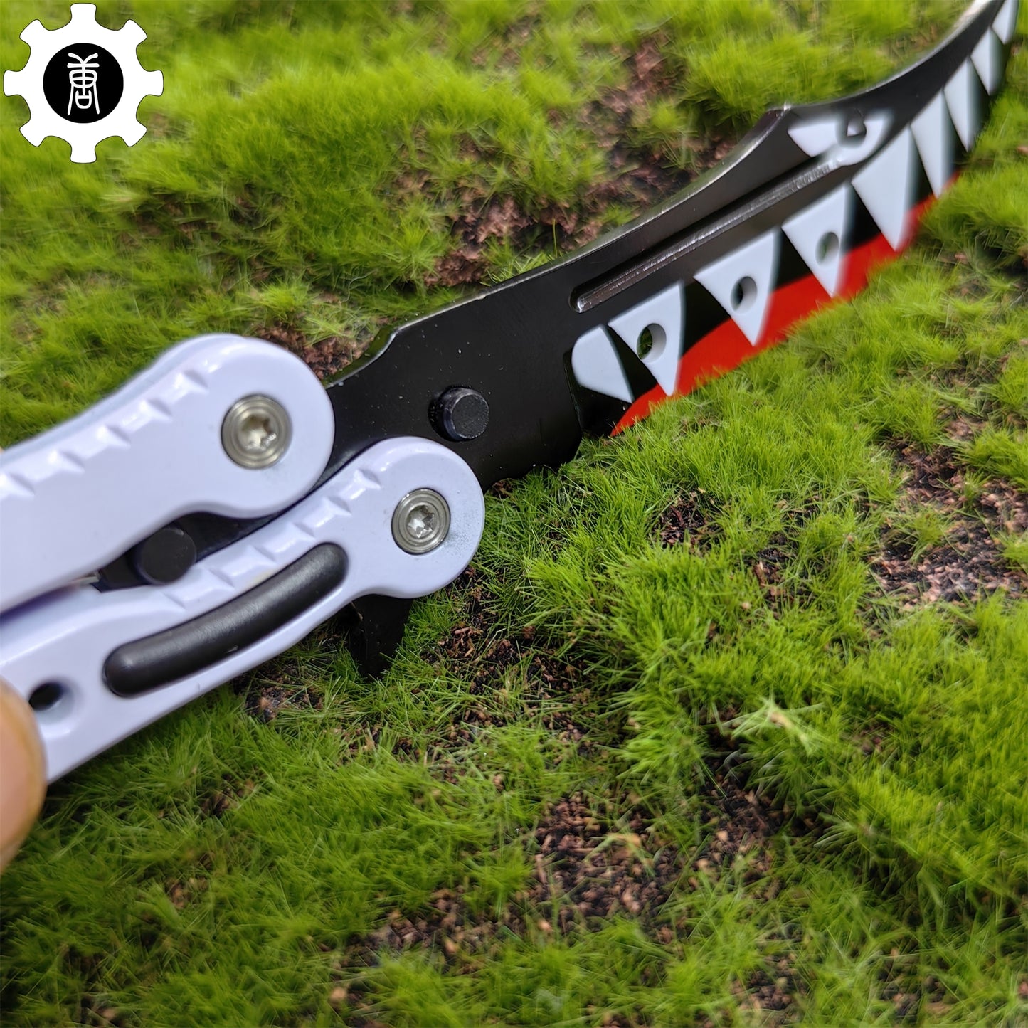 Spitfire Shark Bomber Metal Balisong Game Butterfly Knife 