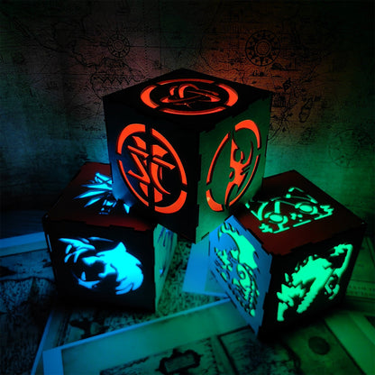 Hybrid Protoss Inspired Wood Cube Light Desk Decor