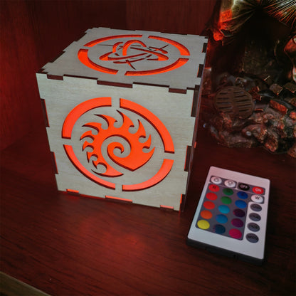 Hybrid Protoss Inspired Wood Cube Light Desk Decor