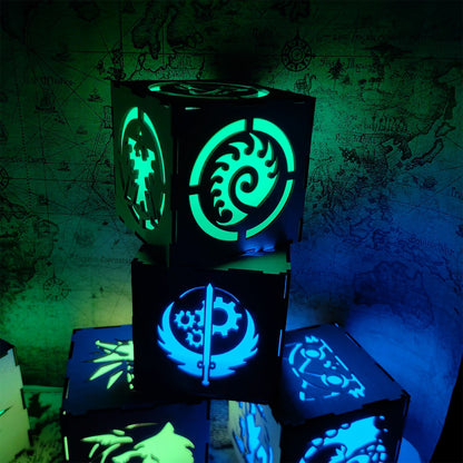 Hybrid Protoss Inspired Wood Cube Light Desk Decor