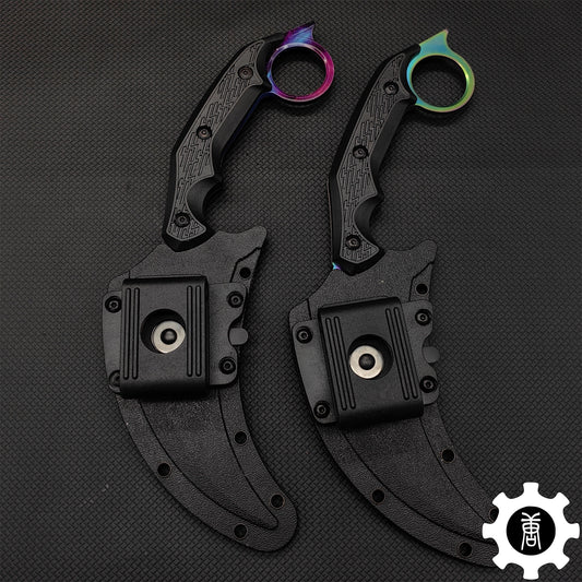 Galaxy Blue Steel Tactical Karambit Knife Sharp Blade