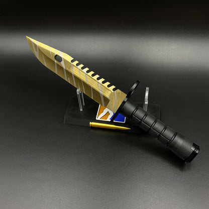 Life-Size CS Tiger Tooth Skin M9 Bayonet 420 Steel Dull Blade Replica For Collection