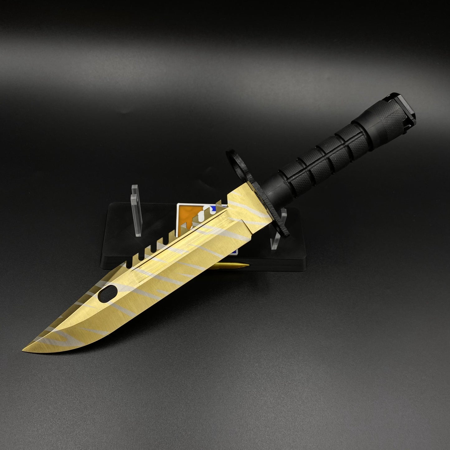Life-Size CS Tiger Tooth Skin M9 Bayonet 420 Steel Dull Blade Replica For Collection