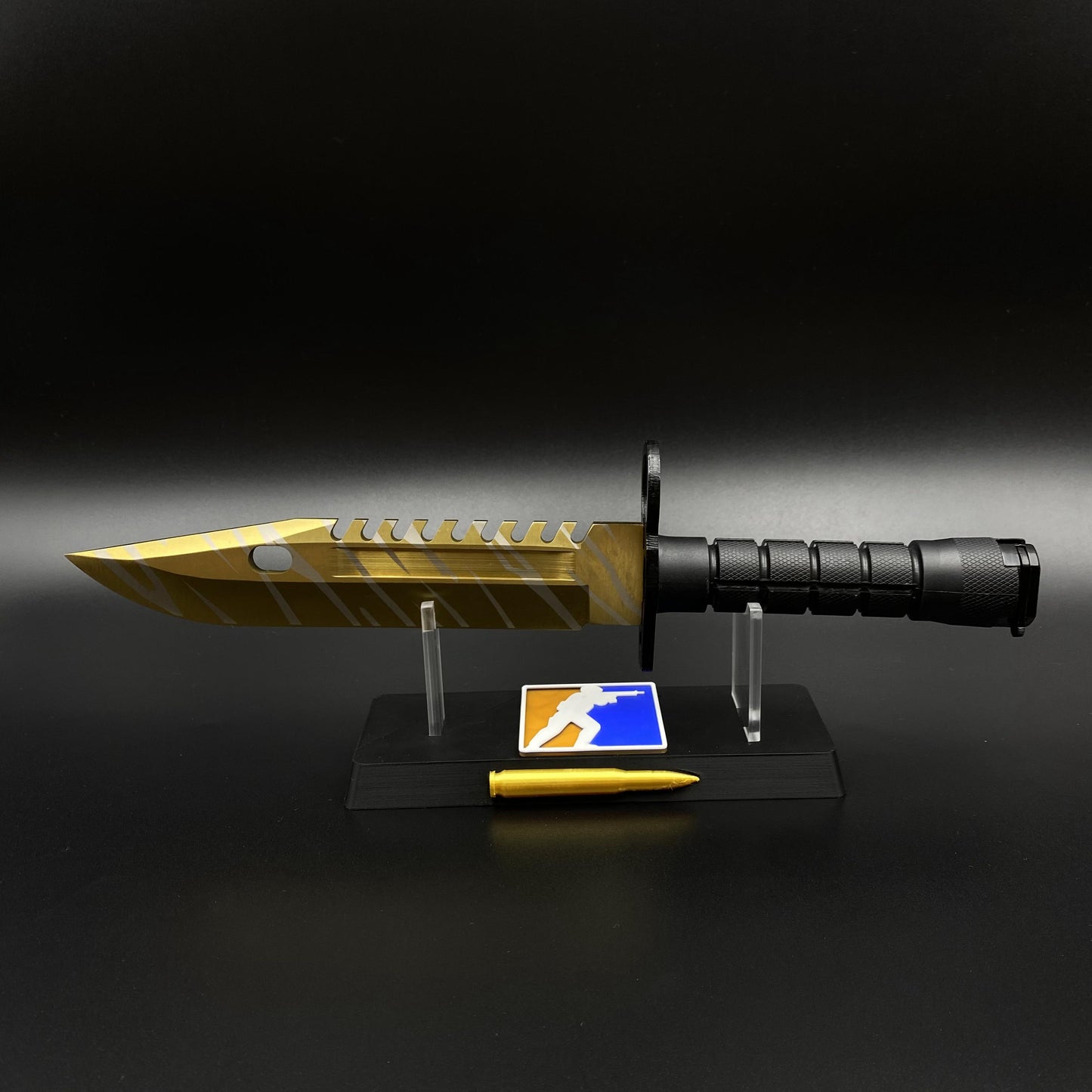 Life-Size CS Tiger Tooth Skin M9 Bayonet 420 Steel Dull Blade Replica For Collection