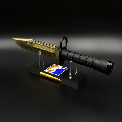 Life-Size CS Tiger Tooth Skin M9 Bayonet 420 Steel Dull Blade Replica For Collection