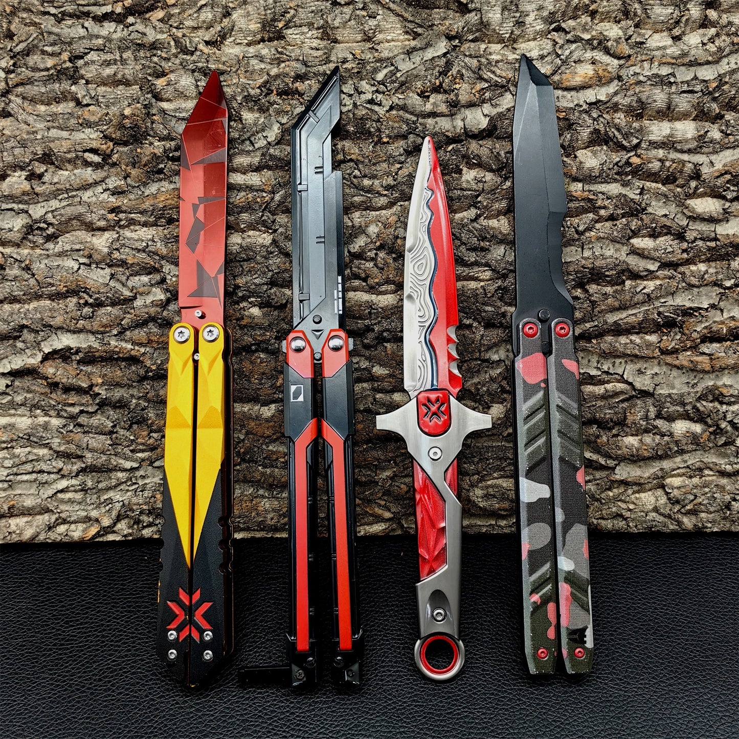 Recon Champions Red RGX Balisong VCT Knife Game Props 4 In 1 Pack