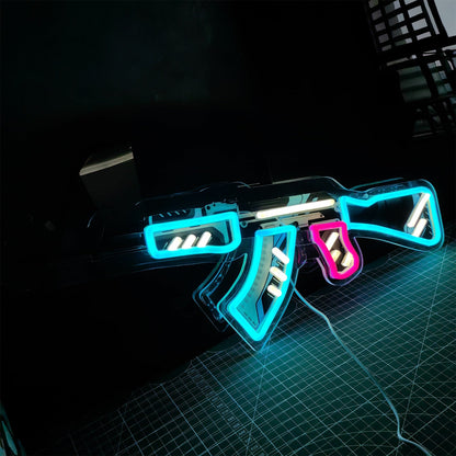 AK47 Vulcan 3D Colorful Neon Light Wall Decor