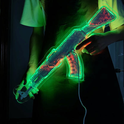 AK47 Wild Lotus 3D Colorful Neon Light Wall Sign Decor