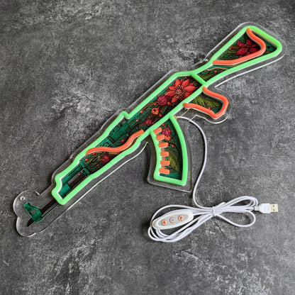 AK47 Wild Lotus 3D Colorful Neon Light Wall Sign Decor
