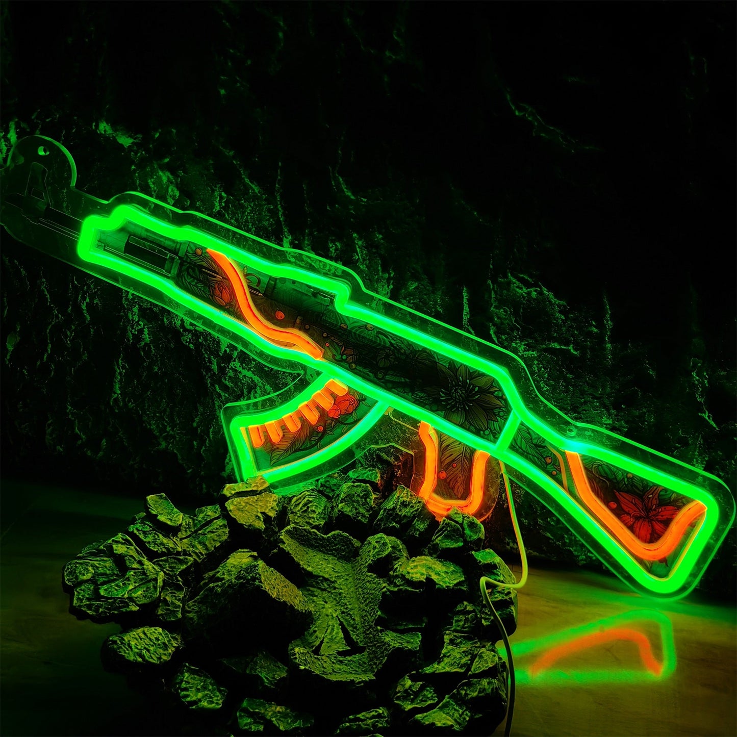 AK47 Wild Lotus 3D Colorful Neon Light Wall Sign Decor