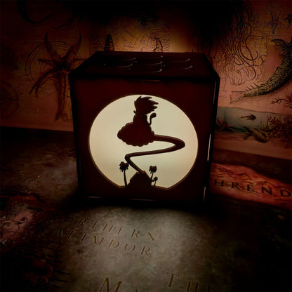 WuKong Monkey King Wood Cube Led Light Desk Decor