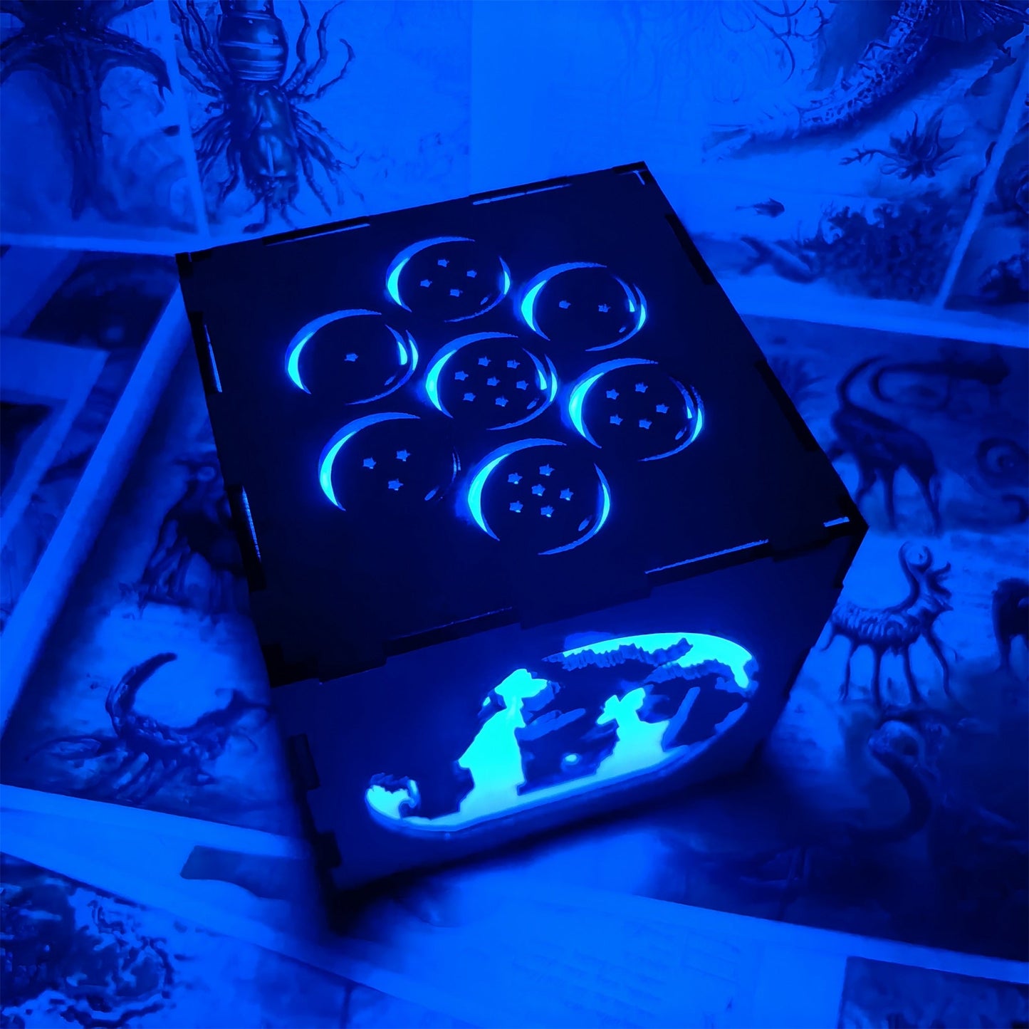 WuKong Monkey King Wood Cube Led Light Desk Decor