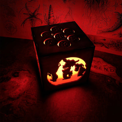 WuKong Monkey King Wood Cube Led Light Desk Decor