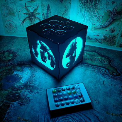 WuKong Monkey King Wood Cube Led Light Desk Decor