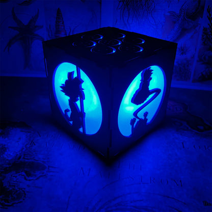WuKong Monkey King Wood Cube Led Light Desk Decor