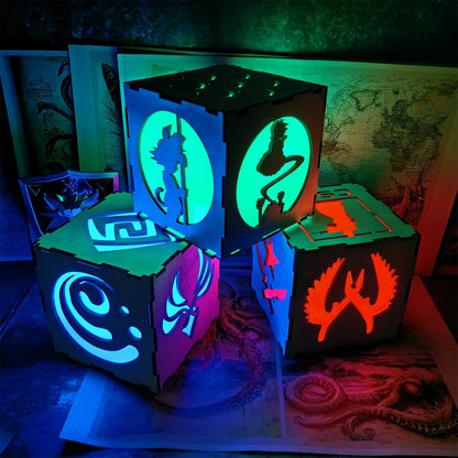 WuKong Monkey King Wood Cube Led Light Desk Decor