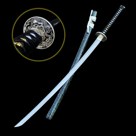 Ice Dragon Katana Damascus Steel Samurai Sword For Collection
