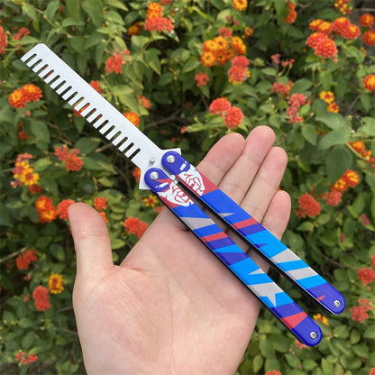 Blunt Blade Stainless Steel Yoru Comb Balisong Butterfly Trainer