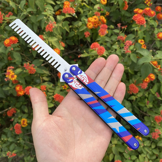 Blunt Blade Stainless Steel Yoru Comb Balisong Butterfly Trainer