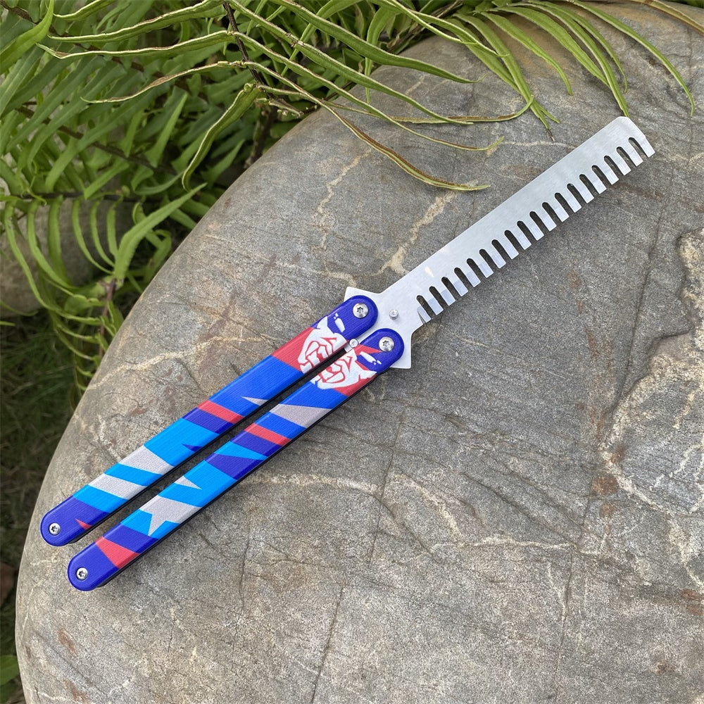 Blunt Blade Stainless Steel Yoru Comb Balisong Butterfly Trainer