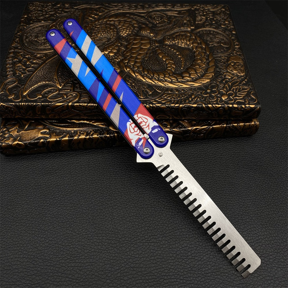 Blunt Blade Stainless Steel Yoru Comb Balisong Butterfly Trainer