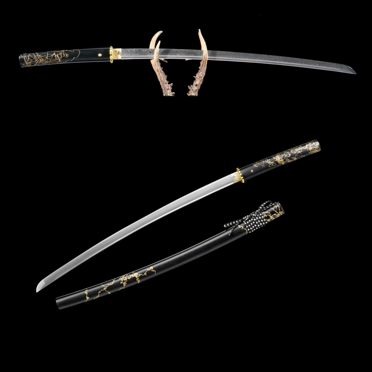 GOY Atsu Katana Damascus Steel Forged Gilded Dawn Gilded Night Samurai Sword