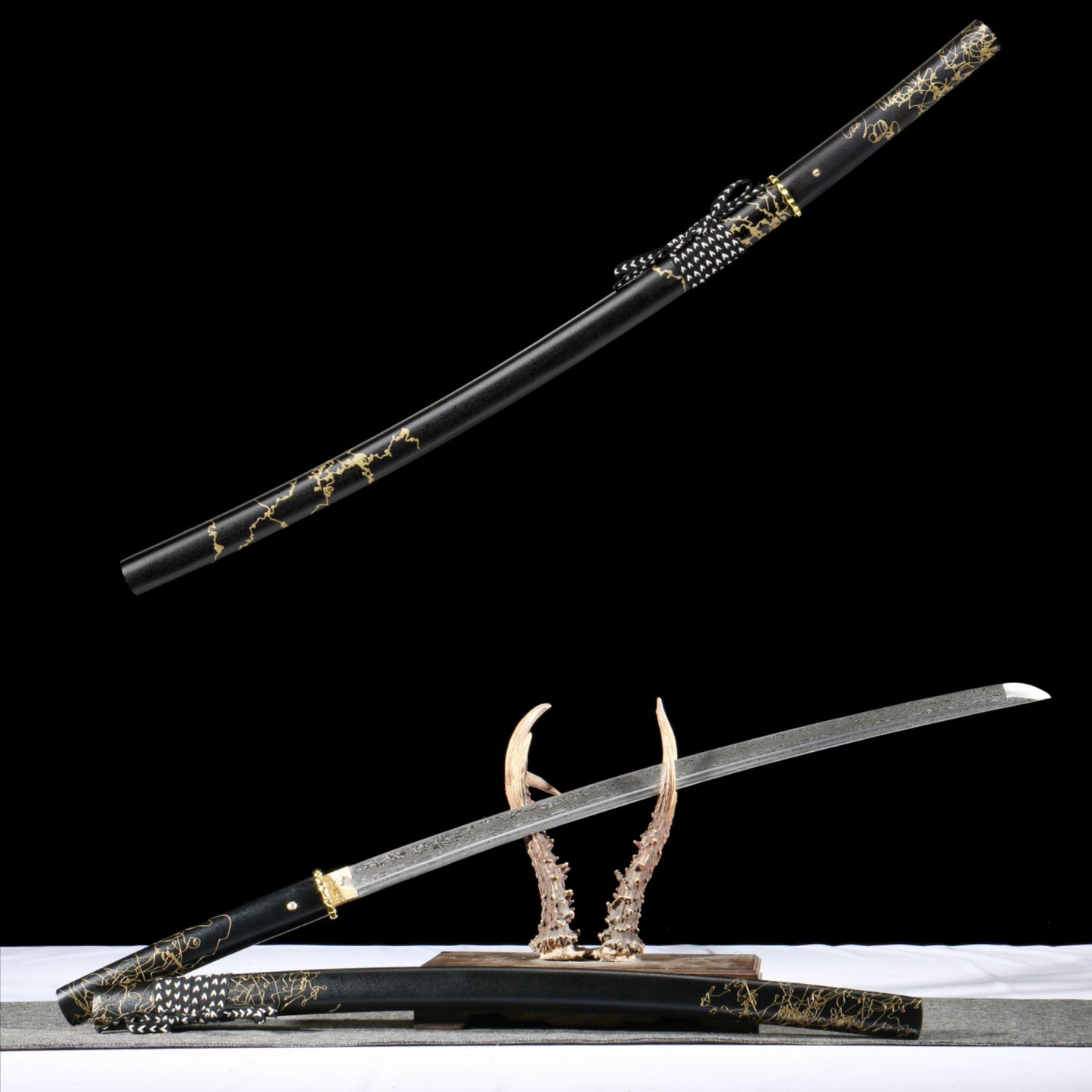 GOY Atsu Katana Damascus Steel Forged Gilded Dawn Gilded Night Samurai Sword