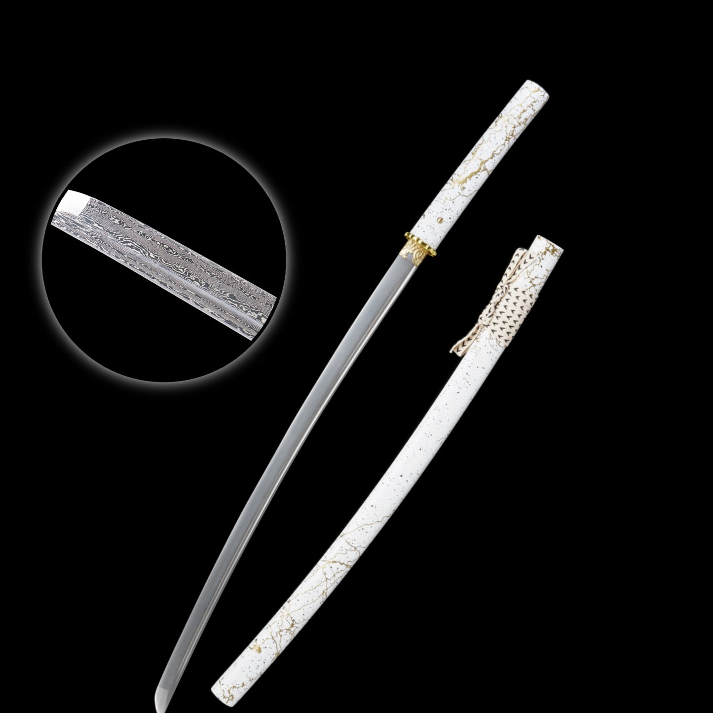 GOY Atsu Katana Damascus Steel Forged Gilded Dawn Gilded Night Samurai Sword