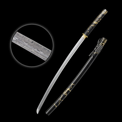 GOY Atsu Katana Damascus Steel Forged Gilded Dawn Gilded Night Samurai Sword