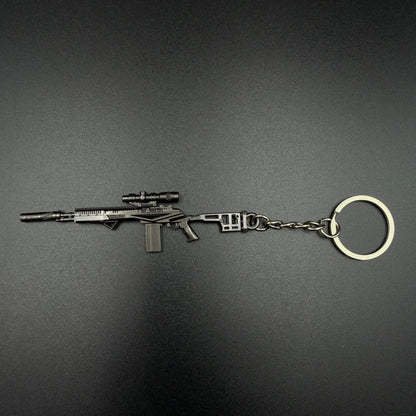 Mini Game Rifle Alloy Keychain Weapon Props Pendant