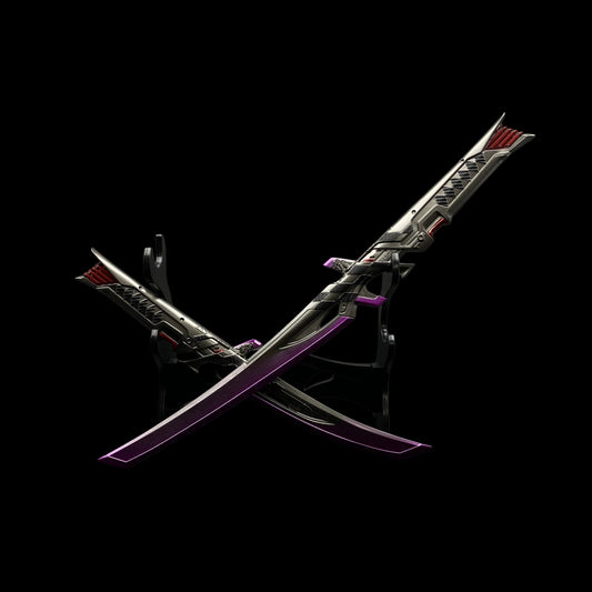 Metal Dual Katana Deadly Duet Replica - Dull Blade Miniature