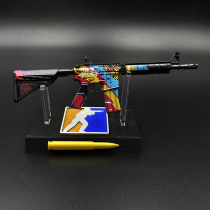 Metal Tiny CS M4A4 Cyber Security Gun Miniature For Collection