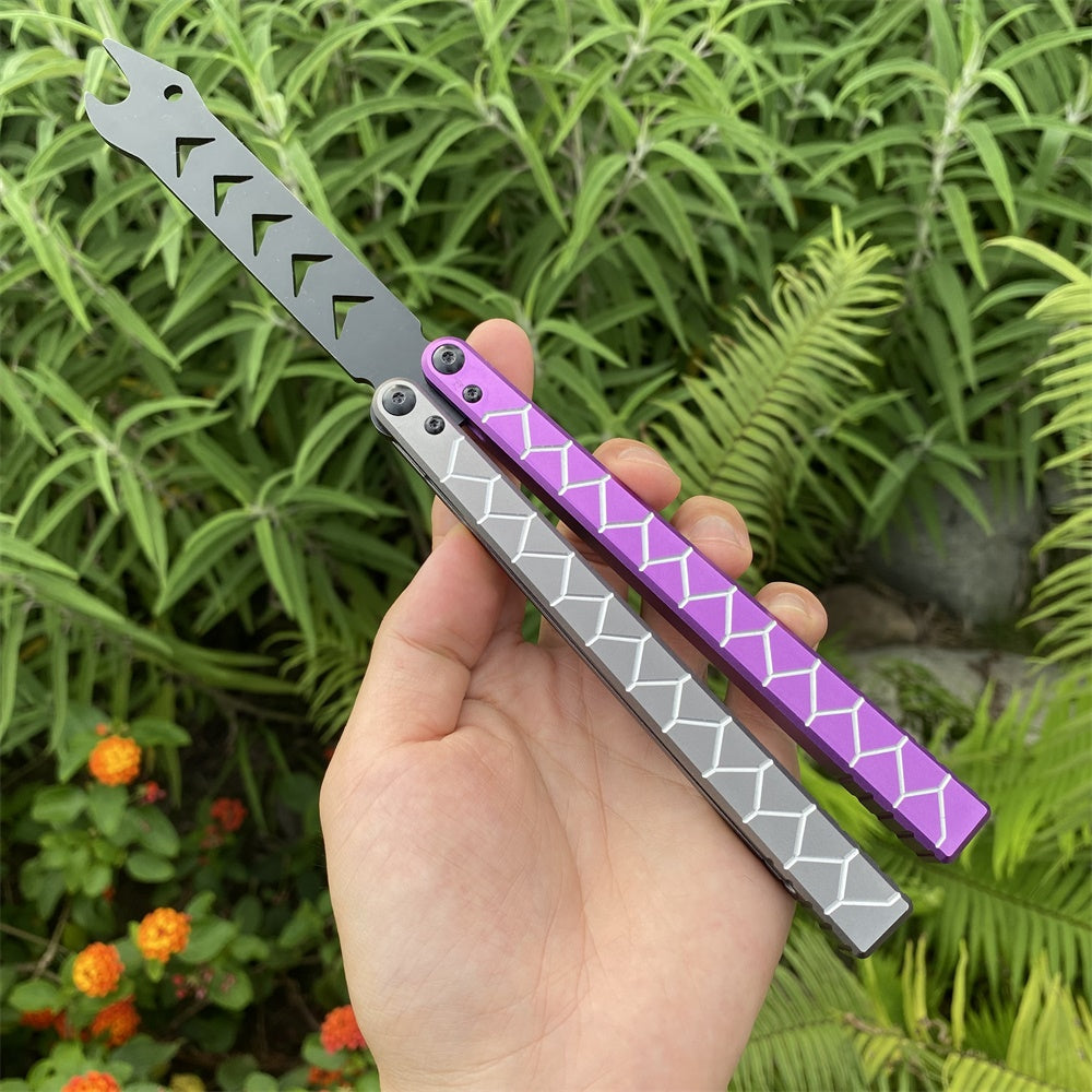 CNC Cutting High-End Snake Head Balisong Butterfly Knife Trainer