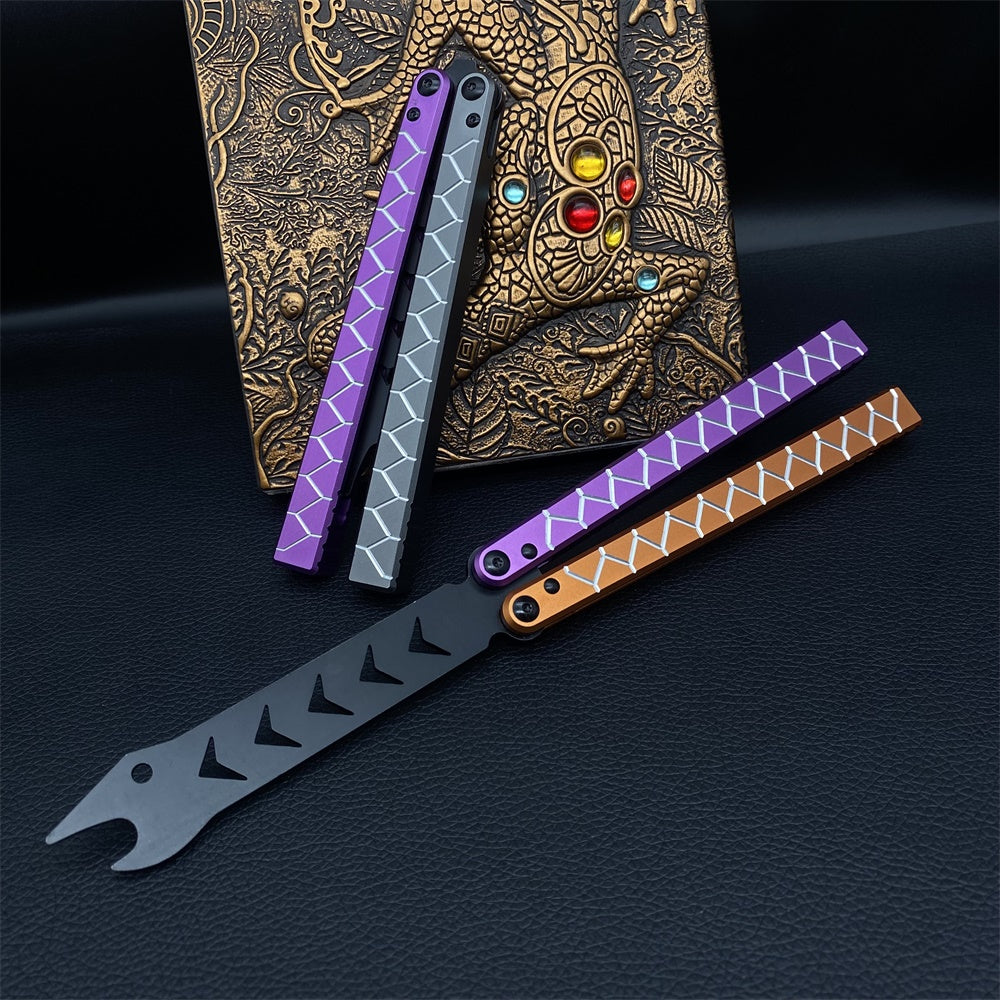 CNC Cutting High-End Snake Head Balisong Butterfly Knife Trainer