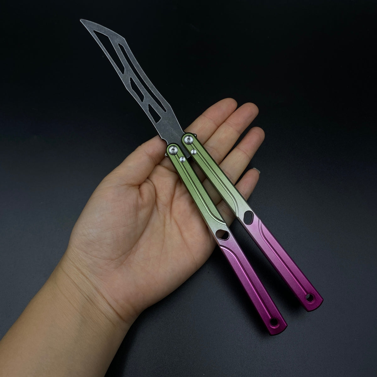 CNC Gradient Balisong Butterfly Knife Trainer Collectible Display Ornament